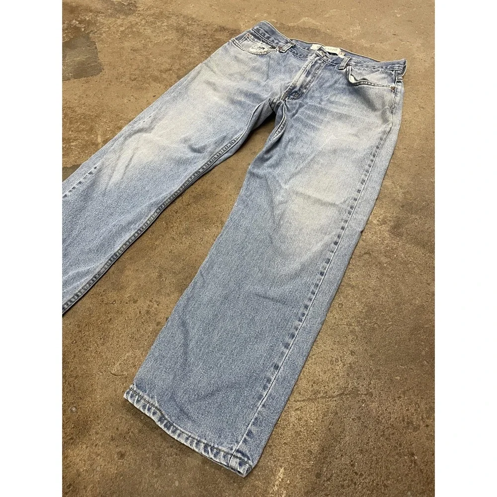 Levis 505 Jeans Mens 36x30 Light Wash Blue Regular Fit‎ Straight Leg Zip Fly
